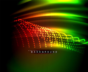 Obraz premium Neon glowing techno lines, hi-tech futuristic abstract background template with square shapes