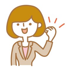 ガッツポーズをする女性