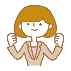 ガッツポーズをする女性