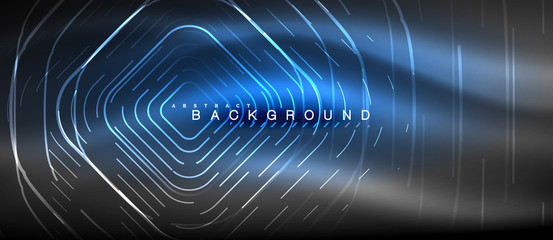 Neon glowing lines, magic energy space light concept, abstract background wallpaper design