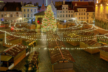 Tallinn. Town Hall Square at Christmas.