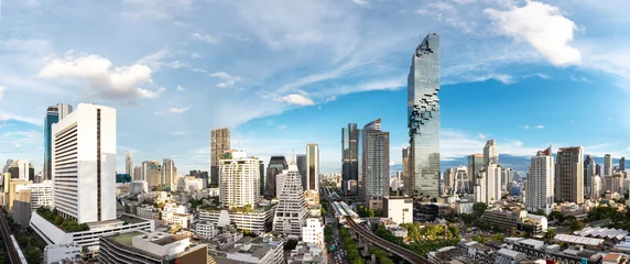 Zelfklevend Fotobehang Bangkok Cityscape Business District Panorama View with Height Building in Afternoon © Platoo Studio