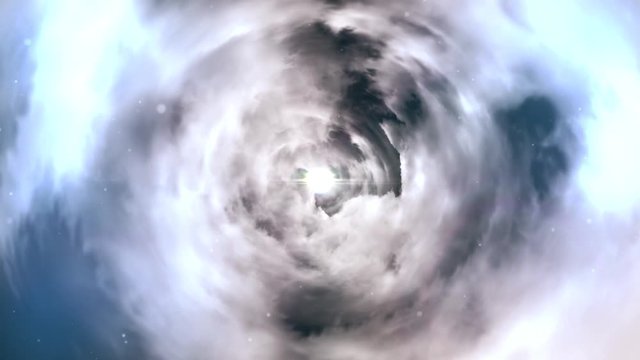 Tunnel from clouds background texture fairy-tale design. Abstract background of a tunnel of clouds