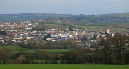 Panoramic view of market town Axminster in County of Devon © Savo Ilic