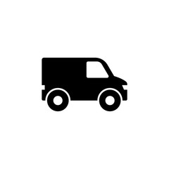 Minibus, Van Mini Bus. Flat Vector Icon illustration. Simple black symbol on white background. Minibus, Van Mini Bus sign design template for web and mobile UI element