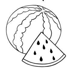 Cute watermelon cartoon illustration isolated on white background for children color book