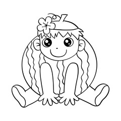 Cute watermelon cartoon illustration isolated on white background for children color book