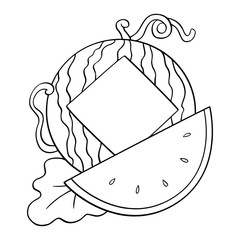 Cute watermelon cartoon illustration isolated on white background for children color book