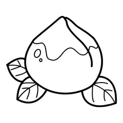 Peach cartoon illustration isolated on white background for children color book