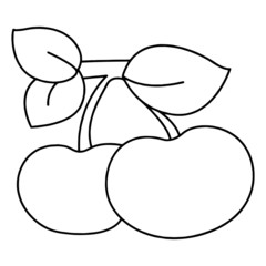 Cherry cartoon illustration isolated on white background for children color book