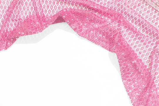 Pink luxury thai silk breast cloth decorate with sparkling glitter