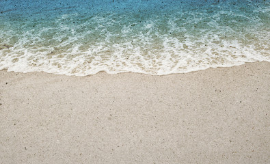 Fototapeta na wymiar recycled paper blend with blue beach image