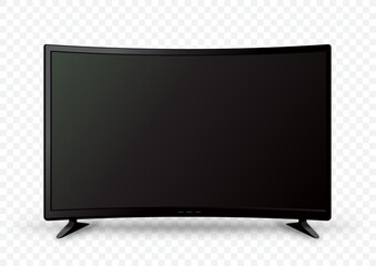 big curved tv on two holders - obrazy, fototapety, plakaty