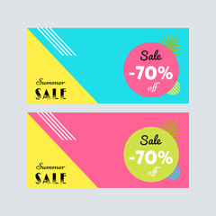 Summer sale. Sale banner template. Colorful brochure design. Facebook Cover. Facebook banner. Gift card. Sale voucher. 