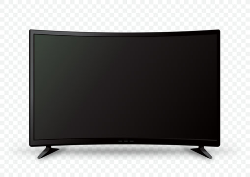 big curved tv on two holders