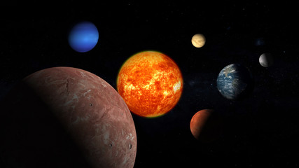 Earth moon sun Neptune Jupiter Mars Mercury