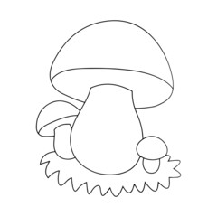 Mushroom cartoon illustration isolated on white background for children color book