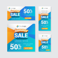 Obraz premium Modern summer sale banner template set