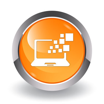 Notebook icon glossy orange button