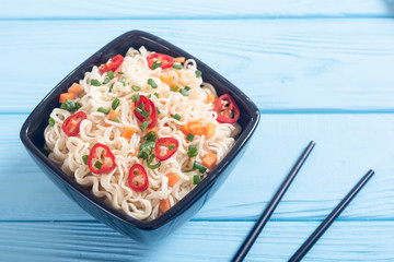 Instant noodles in bowl