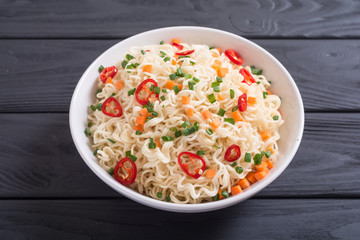 Instant noodles in bowl
