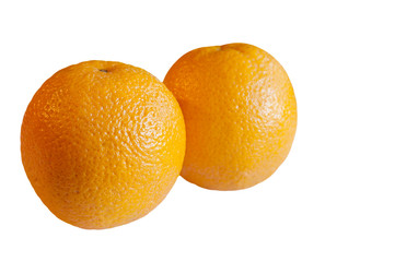 Two  oranges on a white background