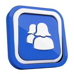 ikona plastikowa 3D niebieski kwadrat pierścień