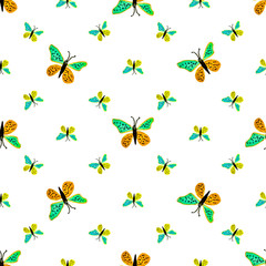 Children Style Butterfly Drawing Seamless Pattern