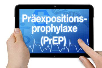 Tablet mit Diagnose Präexpositionsprophylaxe PrEP