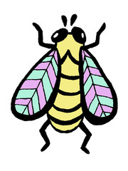 Hand drawn beetle illustration watercolor spring