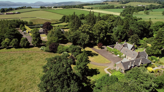 Aerial image of Geilston Garden. A 200-year-old walled garden by the River Clyde