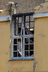 Window in a burned out building