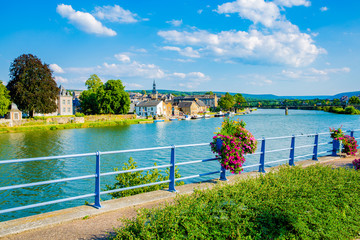 The river Meuse in Vireux-Wallerand, French Ardenne, Region Grand Est, Champagne-Ardenne, France