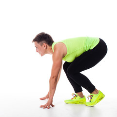 Hurriedly athletic woman