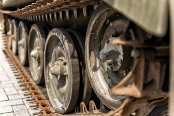 Fototapeta na wymiar Tank Tracks Close Up