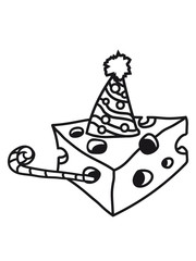 kuchen hut tröte party feiern geburtstag käse löcher gauda comic cartoon design cool lecker hunger essen leibspeise frühstück mittagessen koch kochen köstlich