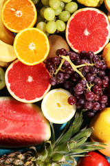 Fresh organic fruits background. Healthy eating concept.