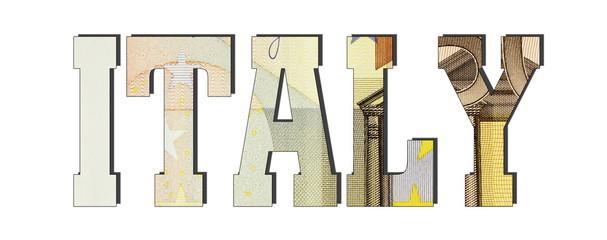 Italy Euro banknotes. Money texture. Isolated on white background. Currencie of the European Union