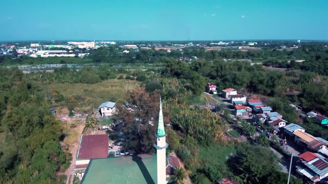 Aerial drone video of a sacred masjid of muslims