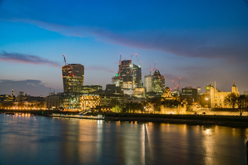 Night view of the Tower of London and night city scape