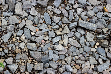 Grey stones on a soil. Nature background 
