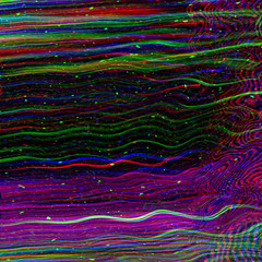 Glitch universe background. Old TV screen error. Digital pixel noise abstract design. Photo glitch. Television signal fail. Technical problem grunge wallpaper. Colorful noise. Distorted vhs.