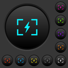 Camera flash mode dark push buttons with color icons