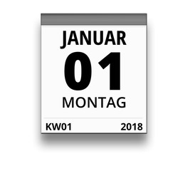 Kalender für Montag, 1. JANUAR 2018 (Woche 01)