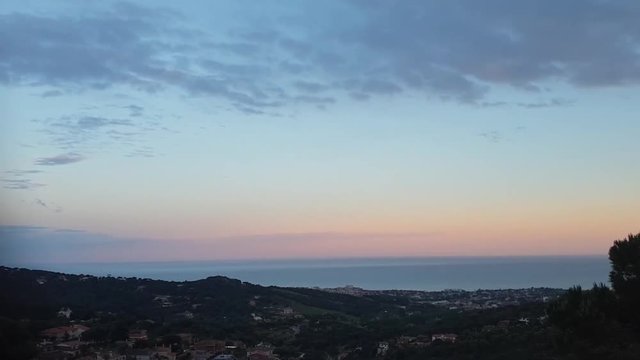 Sunrise, view of the sea. Barcelona, Alella