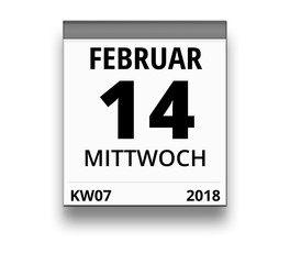 Kalender für Mittwoch, 14. FEBRUAR 2018 (Woche 07)