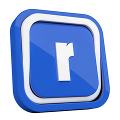 ikona plastikowa 3D niebieski kwadrat pierścień © vempireart