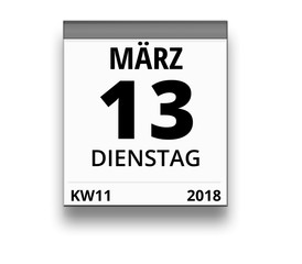 Kalender für Dienstag, 13. MÄRZ 2018 (Woche 11)