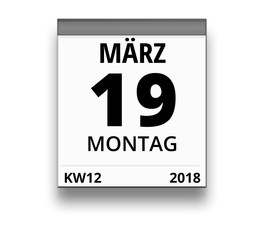 Kalender für Montag, 19. MÄRZ 2018 (Woche 12)