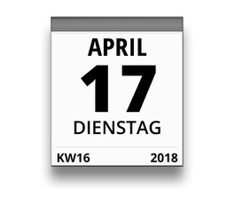 Kalender für Dienstag, 17. APRIL 2018 (Woche 16)